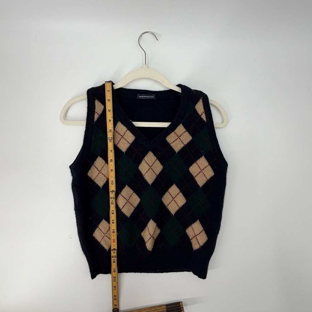 Brandy Melville Navy Blue Argyle V-Neck Knit Sweater Vest Preppy One Size - Picture 3 of 5